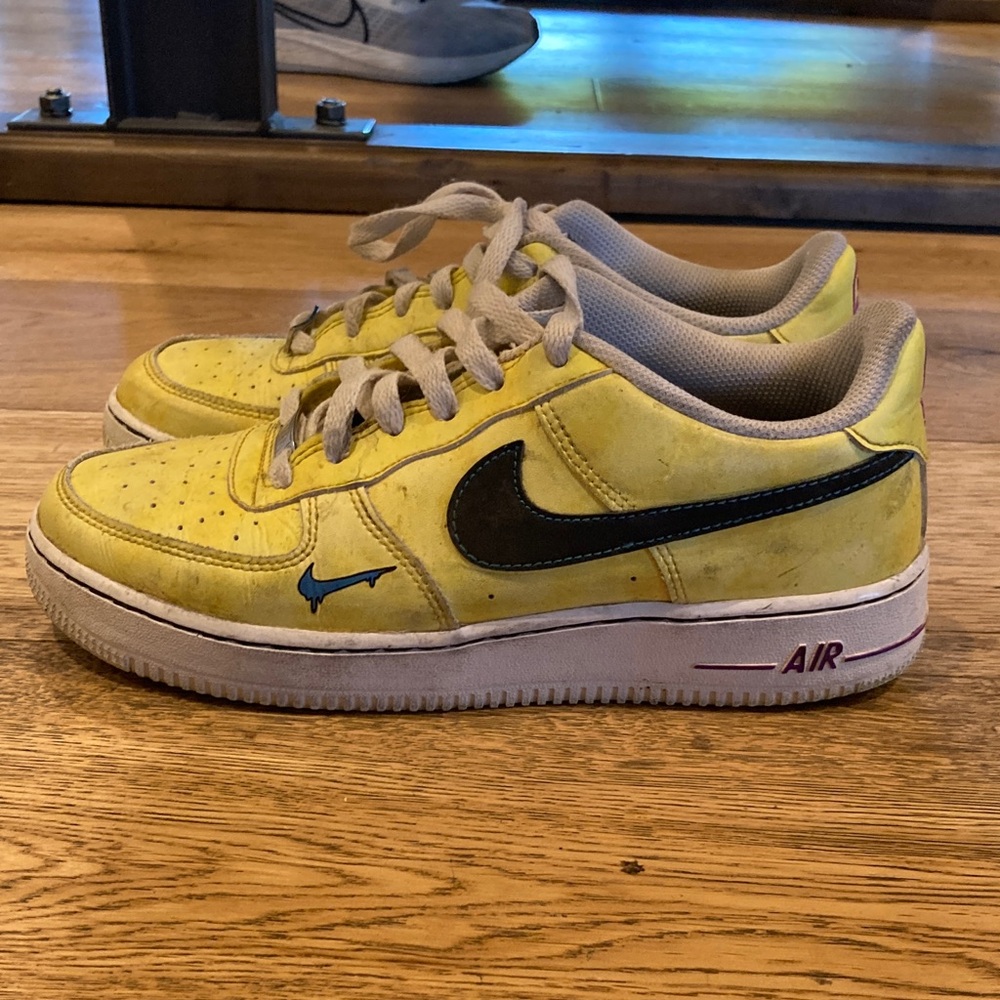 Nike Air Force 1 Yellow with Black Swoosh